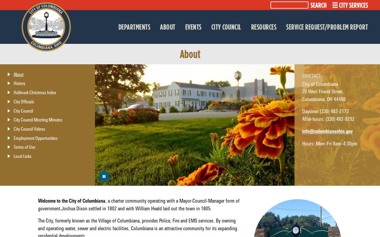 Columbiana court records city history context