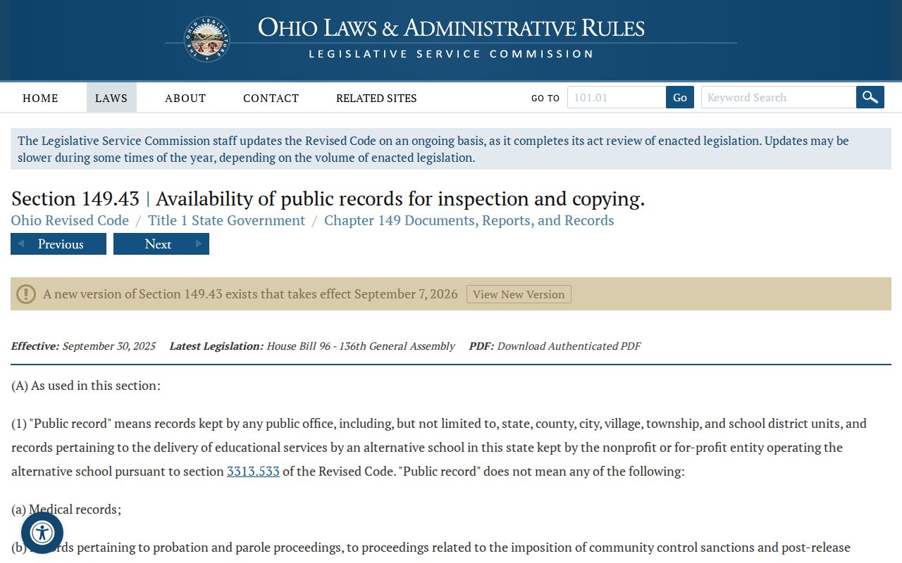 Mahoning County court case records Ohio public records access law