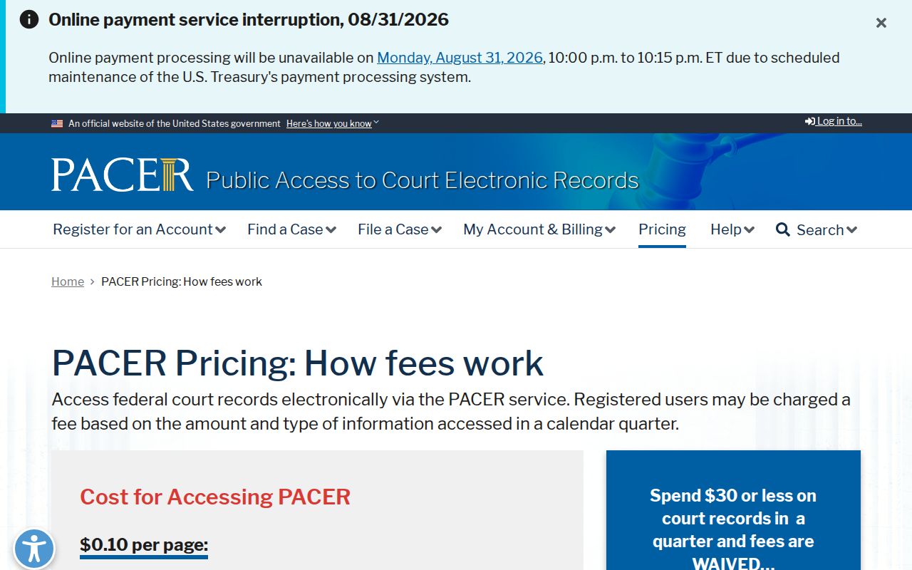 Mahoning County court case records federal PACER access information