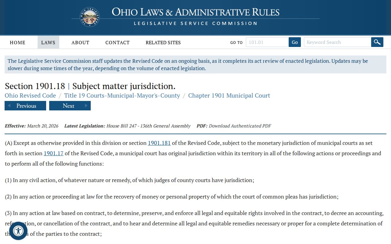 Mahoning County traffic court records municipal court jurisdiction source